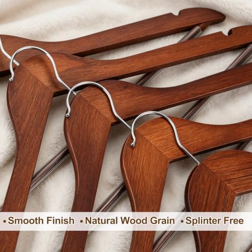 TOPIA HANGER Walnut Wooden Hangers 30 Pack, Heavy Duty Clothes Hangers - Image 3