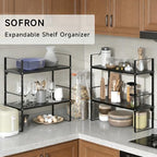 Expandable Storage Shelf, Stackable Organizer Rack, Black Large 1 PK - Image 4