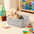 MiniArk Small Storage Baskets for Organizing | Closet Organizer Bins | Shelf Toy Basket | Woven Rope Baskets | Cube Decorative Box | Shallow Basket | 13x8.5x5.1” | 4 Packs Mixed Grey - Image 4