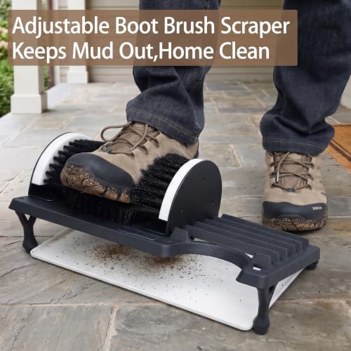 Heavy Duty Boot Scraper Brush with Removable Tray - Adjustable Extra Wide Shoe Scrubber for Indoor & Outdoor - Mud, Dirt & Snow Cleaner for Garage, Garden & Farm - Image 3