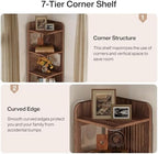 Tribesigns 6-Tier Corner Bookshelf, Tall Narrow Corner Shelf Bookcase with Hollow Design, Farmhouse Skinny Display Shelf for Living Room, Bedroom, Small Space, Brown - Image 7
