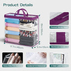 10PACK Clear Zippered Storage Bags for Clothes, 22L Clear Storage Bag, and Blanket Storage Bags for Bedding, Linen, Blankets, Comforters, Clothing & Toys (Purple) - Image 3