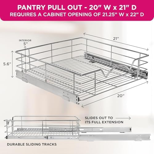 HOLDN’ STORAGE Pull Out Cabinet Organizer, Pantry Drawer, 20"W x 21"D x 5"H - Image 6