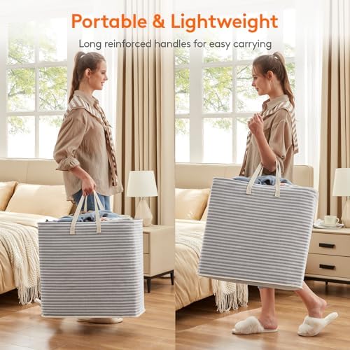 Lifewit 90L Large Laundry Baskets, Laundry Hampers Bags, 3 Pack, Grey - Image 5