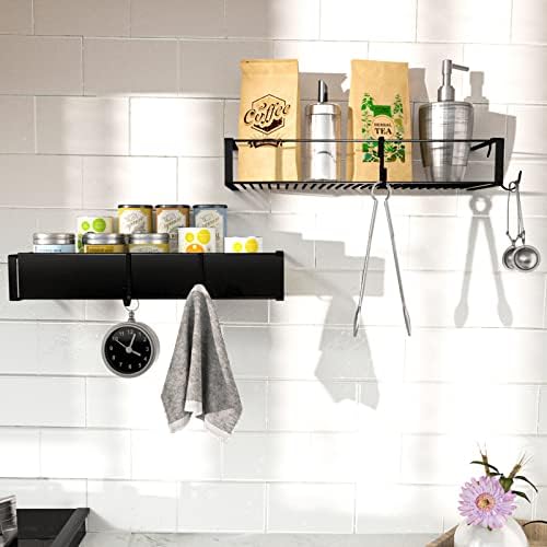 Shower Caddy, Adhesive Shower Organizer with Hooks, Shower Shelves for Inside Shower, No Drilling Shower Rack Holder, Shower Storage for Bathroom, Kitchen Spice Rack-2 Pack Black - Image 2