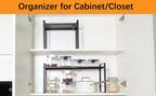 2 Pack Expandable Cabinet Shelf Organizer Riser for Kitchen Pantry Cupboard Under Sink Countertop (2 pack 8.2’’D * 12.2-21.6’’W * 10.4’’H) (Black) - Image 3