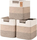 12 Inch Storage Cubes, 3 Pack Cube Storage Bins for Organizing, Cotton Rope Woven Baskets for Shelves, Bathroom, Kids Room, Closets, Baby Nursery by Degeyoyo