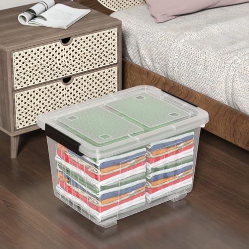 30 Quart Box with Wheel, 4-Pack Clear Plastic Storage Bin with Lids - Image 4