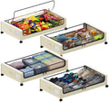 Tututry Under Bed Storage with Wheels, XXL 60L Under the Bed Storage Bins, Underbed Storage Containers with Lids & Label, Rolling Metal Drawer for Shoes, Clothes, Books, Toys (4-Pack Beige) by Tututry