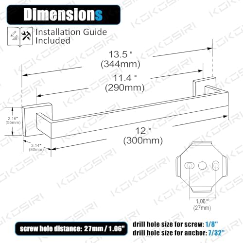 KOKOSIRI 12-Inch Towel Bar for Bathroom Kitchen Towel Holder Wall Mounted SUS304 Stainless Steel Towels Rack, Champagne Bronze B4003CPG-L12 - Image 2