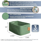 NaturalCozy 13.5”x8.5”x5.5” Rectangle Storage Baskets for Shelves 3 Pack | Cotton Rope Woven Small Baskets for Organizing | Small Storage Bins for Nursery, Bathroom, Closet, Shelf, Decorative - Image 2