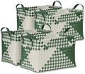 BROWNLILY Handwoven Clothes Basket Laundry Hampers Large Wicker Storage Baskets for Shelves Blankets Closet Storage Bins Car Bedroom Bathroom Organizers and Storage Bath (Pack of 4, Green&White) by BROWNLILY