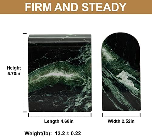 Koville Italian Natural Marble Bookends for Shelves, 13LBS Ultra Non-Slip Book Ends, Heavy Duty Marble Book Holders Organizer, Bookshelf Apartment Decor for Movies/CDs/Video Games(Verde Remeggiato) - Image 5