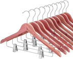 TOPIA HANGER American Red Cedar Wooden Hangers with Adjustable Metal Clips and 360° Swivel Hook, Premium Wood Clothes Hangers 10 Pack for Suit, Pant, Skirt, Jeans, Coat, Jacket-CT28C by TOPIAHANGER
