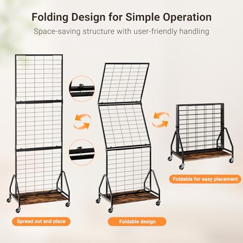 ELYKEN Foldable Grid Wall Panels, 5.7 x 2 FT Movable Gridwall Display Rack - Image 4