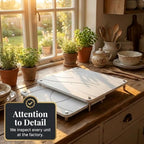 Nested Dish Drying Stone Mat with Bamboo Rack | Large 16"x12" Dish Drying Mat plus 13"x12" Diatomaceous Earth Stone Mat | Expands to 29” x 12” | Premium Stone Mat for Kitchen Counter (White) - Image 6