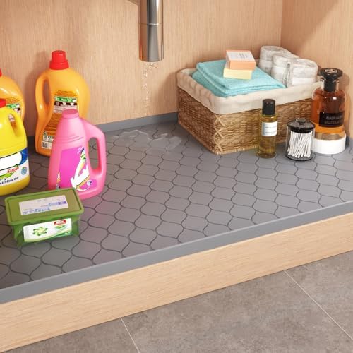 Winisok Waterproof Under Sink Mat 31" x 22", Silicone Mat, Dark Gray - Image 2
