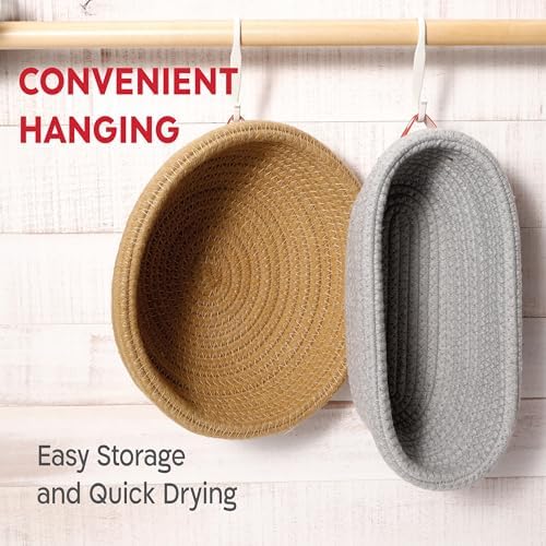 KneadAce Cotton Rope Banneton Bread Proofing Basket Set, Oval & Round Bread Baskets with Liners & Covers for Artisan Bread Baking, Sourdough Bread Baking Supplies - Image 6