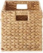 Casafield 10.5" x 10.5" Water Hyacinth Storage Baskets, Natural - Set of 6 Collapsible Cube Organizers, Woven Bins for Bathroom, Bedroom, Laundry, Pantry, Shelves - Image 4