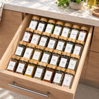 Acrylic Spice Drawer Organizer with 28 Spice Jars and 216 Labels,Non-slip Rubber, 4 Tier Spice Racks Tray Seasoning Containers for Kitchen Drawers,Cabinets,Countertops,13" Wide * 18" Deep - Image 6