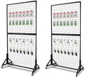 NectaCol 2 Packs 3'x 6' Two-Double Gridwall Panel Display Racks with Sturdy T-Base, Black Grid Wall Panels Display Stand, Display Rack Craft Show, Art Display Stand by NectaCol