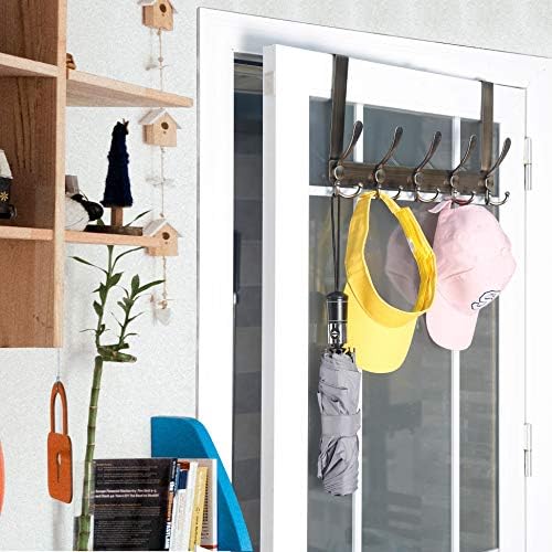 WEBI Over The Door Hook Door Hanger Hook Rack with 5 Tri Hooks for Hanging Coats, Door Towel Rack Towel Hanger Door Coat Hanger Over Door Coat Rack,Bronze,2 Packs - Image 7