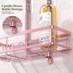 Skyapex Shower Caddy Hanging: Adjustable Height No Blocking to Shower Head - Shower Caddy Over Showerhead Shower Organizer - Rustproof Shower Shelves with Hooks 2 Soap Holders, Pink - Image 6