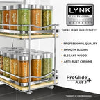 LYNK PROFESSIONAL® Élite™ Pull Out Spice Organization for Cabinets - 6-3/8 inch Wide – Spice Rack for Inside Cabinets – Wood/Chrome - Sliding Spice Rack Organizer for cabinet – Spice Rack - 2 Tier - Image 2