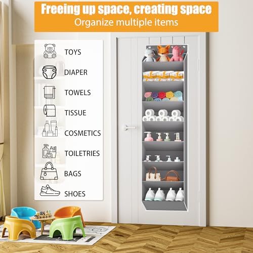 KYEVIS Over The Door Shoe Organizer Storage Fit 16-24 Pairs Hanging Shoe Rack Organiser for Closet Door, Deep Pocket Shoe Holder for Sneakers,Boots Storage(2 Pack Gray) - Image 6