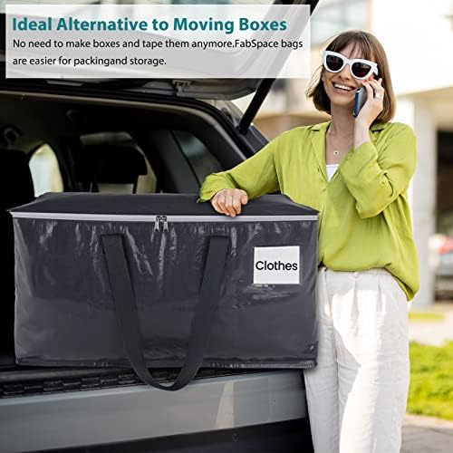 Fabspace Heavy Duty Moving Bags, 93L Collapsible Storage Totes, 10-Pack - Image 5