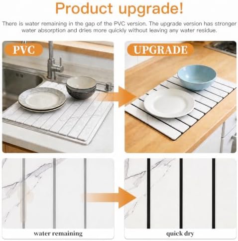 Stone Dish Drying Mat for Kitchen Upgrade Counter Mats Quick Dry - Image 2
