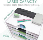 SONGWAY File Organizer for Desk - 9 Tier Wide Document Holder, Letter Mail Tray Storage Rack, File Sorter Organizer, Paper Storage Holder, Desktop Organizer for Home Office School, White - Image 3