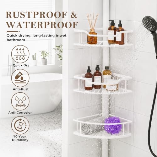 Corner Shower Caddy Tension Pole, Bathroom Organizer for Renters - Image 2