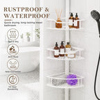Corner Shower Caddy Tension Pole, Bathroom Organizer for Renters - Image 2