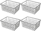 11" Upright Freezer Storage Baskets, Black Wire Storage Bins Small Bakset for Freezer, Pantry, Bathroom Organizing, Set of 4 by Brightalk