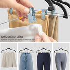 HOUSE DAY Velvet Pant Hangers with Adjudtable Clips 30 Pack, Black - Image 6