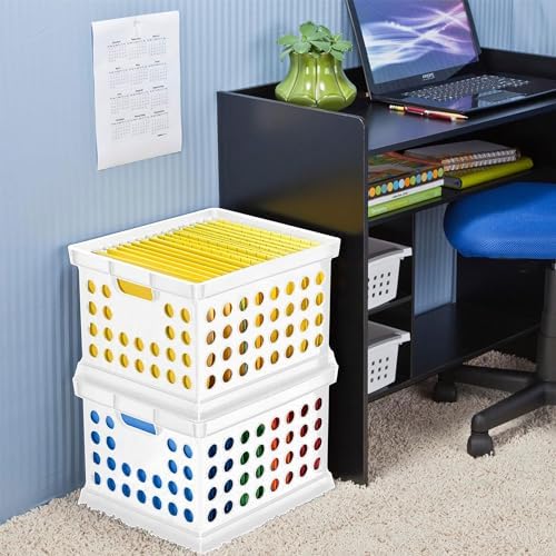 Sterilite Storage Crate Bin File Organizer for Home & Office,White, 24-Pack - Image 5