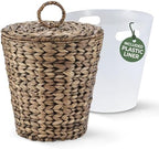 84ECO 3 Gallon Black Wicker Trash Can with Lid and Liner by 84ECO