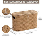 Coeusy Toilet Paper Storage Basket with Lid, Paper Rope Wicker Basket for Bathroom Organizers and Storage, Toilet Paper Holder for Up to 6 Mega Rolls, Boho Hand-Woven Decorative Decor, Natural - Image 3