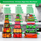62 Pcs Large Food Storage Containers with Lids Airtight,Total 656OZ(31 Containers &31 Lids), Reusable BPA-Free Plastic Food Container for Kitchen Organization, Leakproof Meal-Prep Containers for Lunch - Image 2