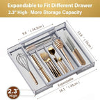 Sedegn Silverware Organizer Metal Mesh, Drawer Organizer, Utensil Cutlery Tray Expandable Flatware Organizer with 7 Compartment Silver 9.6"~16.1" x 13.8" - Image 2