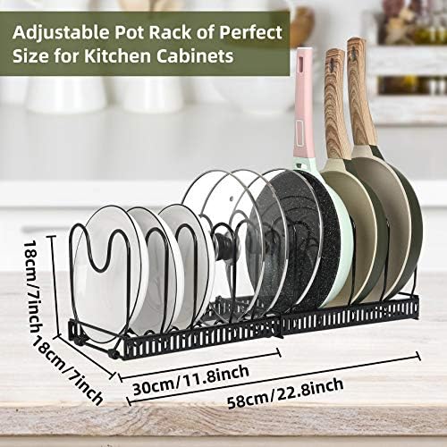 ROOHUA Pot and Pan Lid Organizer Rack for Under Cabinet, 12"-23" Expandable - Image 5