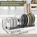 ROOHUA Pot and Pan Lid Organizer Rack for Under Cabinet, 12"-23" Expandable - Image 5