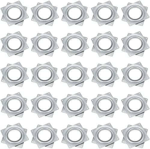 25 Pack 4 Inch Lazy Susan Hardware Kit, Zinc-Plated Swivel Plate, Square Rotating Bearing Turntable for Serving Trays, Kitchen Storage Racks, Craft Project by MUKLEI