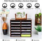 PAG-Mass Countertop Mail Sorter Organizer, Wooden Literature Organizer, Student Mailbox for Classroom, Desktop Bill Organizer for Office Home School, 12 Compartments, Antique Brown - Image 6