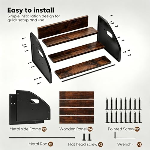 3-Tier Coffee Syrup Rack with Easy-Carry Handles | Retro Large Countertop Bottle Organizer Shelf |15 Syrup Bottles Holder | Sturdy Freestanding Bar Stand for Coffee, Whiskey & Spirits - Image 3