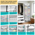 Kotkn 24-Pair Over Door Shoe Organizer for Family & Kids, Double Sided | Hanging Storage for Sneakers, Boots, Toys & Room Organization-Pearl White - Image 3