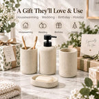 MRAXEL Beige Bathroom Accessory Set 4 Pieces, Toothbrush Holder Set, Resin - Image 6