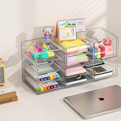 caktraie 4-Drawer Acrylic Storage Organizer for Desk, Crafts,Vanity - Image 6