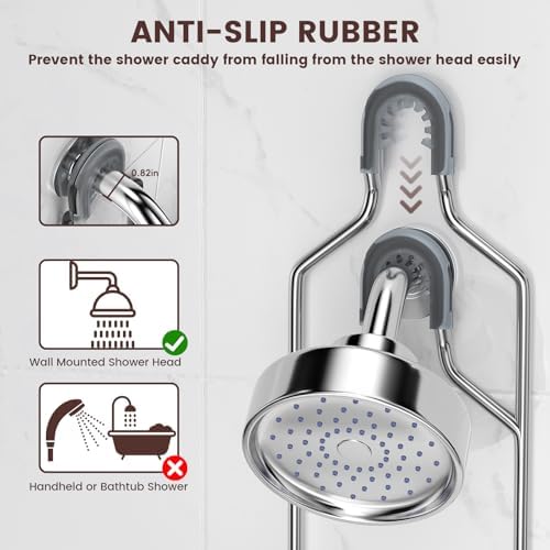 Rustproof Shower Caddy Hanging with Soap Holders for Bathroom, Silver - Image 5